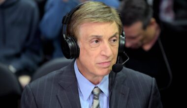 Jan 4, 2018; Los Angeles, CA, USA; TNT sportscaster Marv Albert looks on before a game between the Oklahoma City Thunder and the LA Clippers at Staples Center. Mandatory Credit: Kirby Lee-USA TODAY Sports
