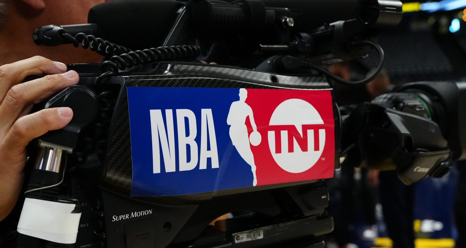 May 19, 2024; Denver, Colorado, USA; Detailed view of a TNT court broadcast camera before game seven between the Minnesota Timberwolves against the Denver Nuggets in the second round for the 2024 NBA playoffs at Ball Arena. Mandatory Credit: Ron Chenoy-USA TODAY Sports