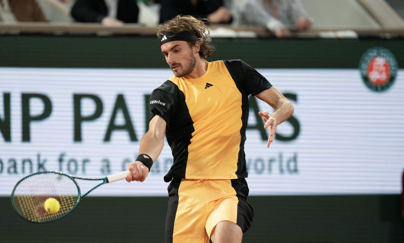 Stefanos Tsitsipas in action at the French Open.