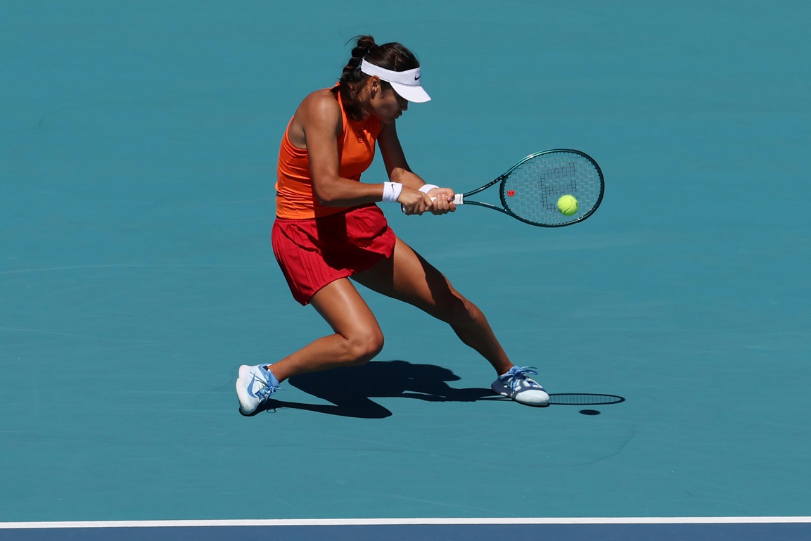 Emma Raducanu in action ahead of WTA Dubai.