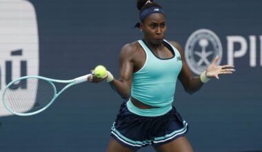 Coco Gauff in action ahead of WTA Madrid.