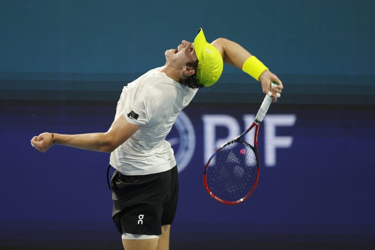 Joao Fonseca in action ahead of ATP Halle.