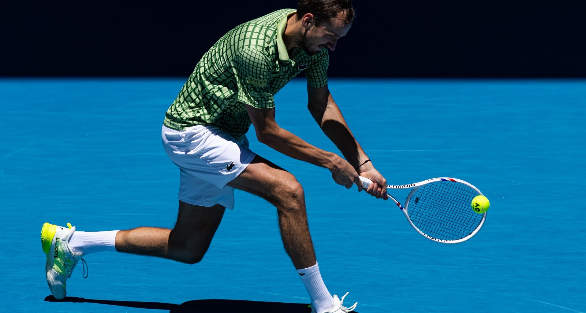 Daniil Medvedev hits a backhand against Fabian Marozsan at the 2026 Australian Open.