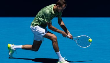 Daniil Medvedev hits a backhand against Fabian Marozsan at the 2026 Australian Open.