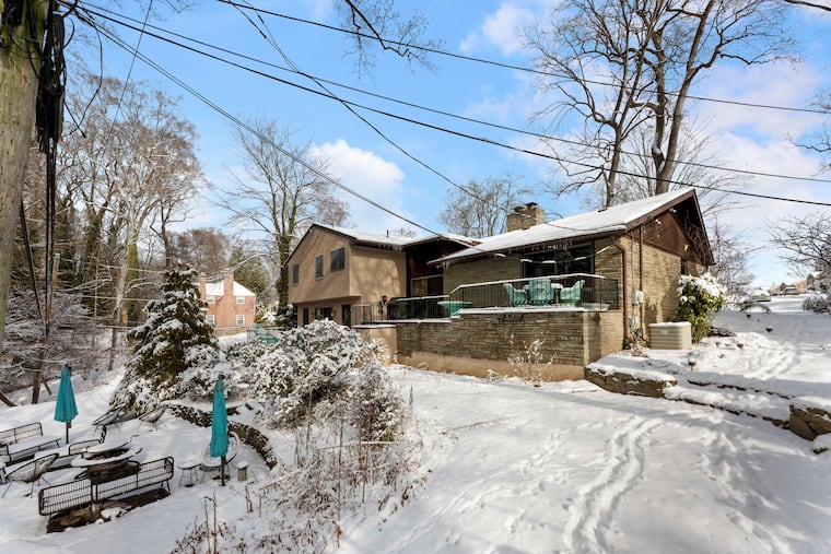 The rear exterior of the Drexel Hill home.