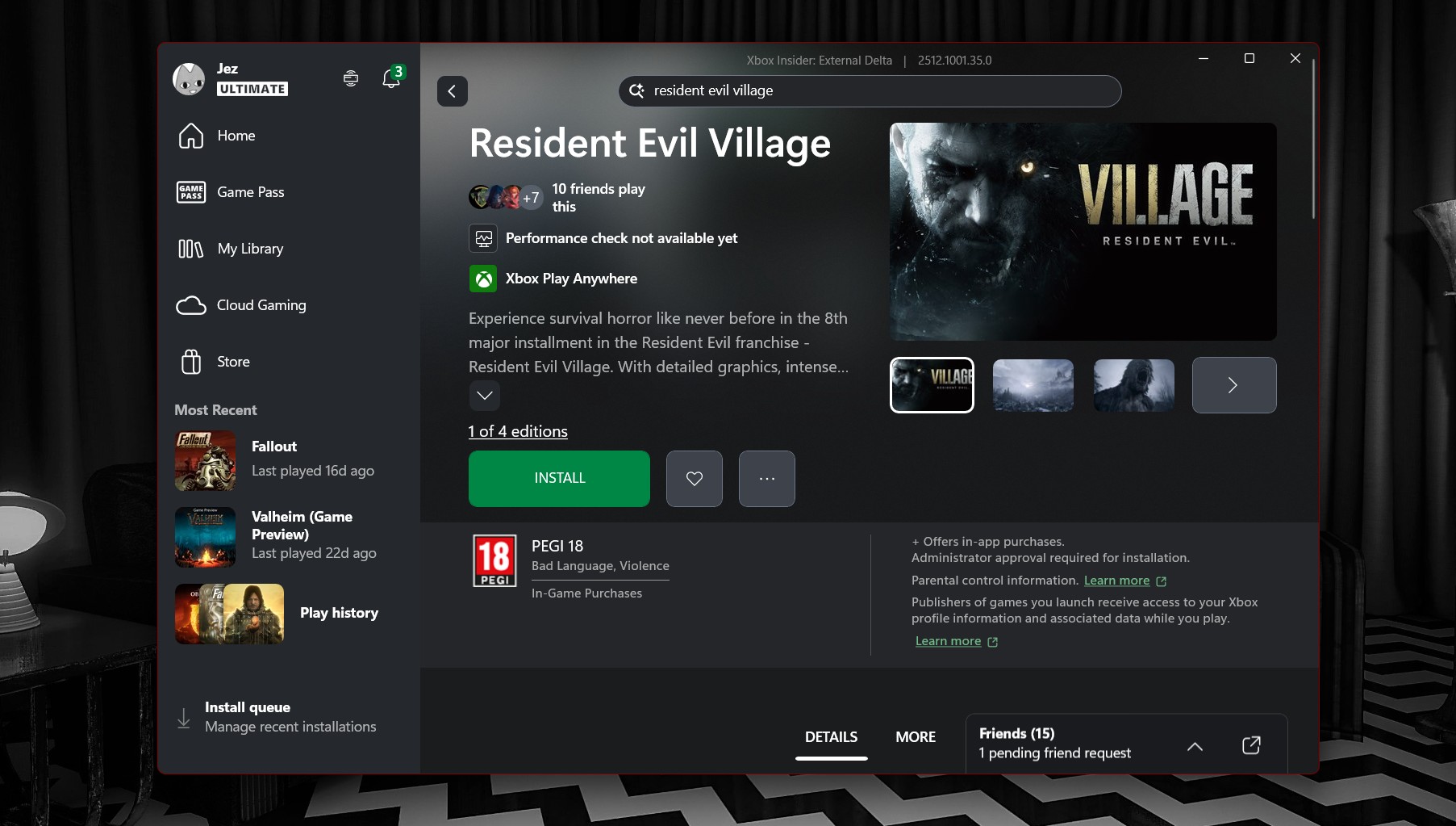 Resident Evil Village on Xbox PC