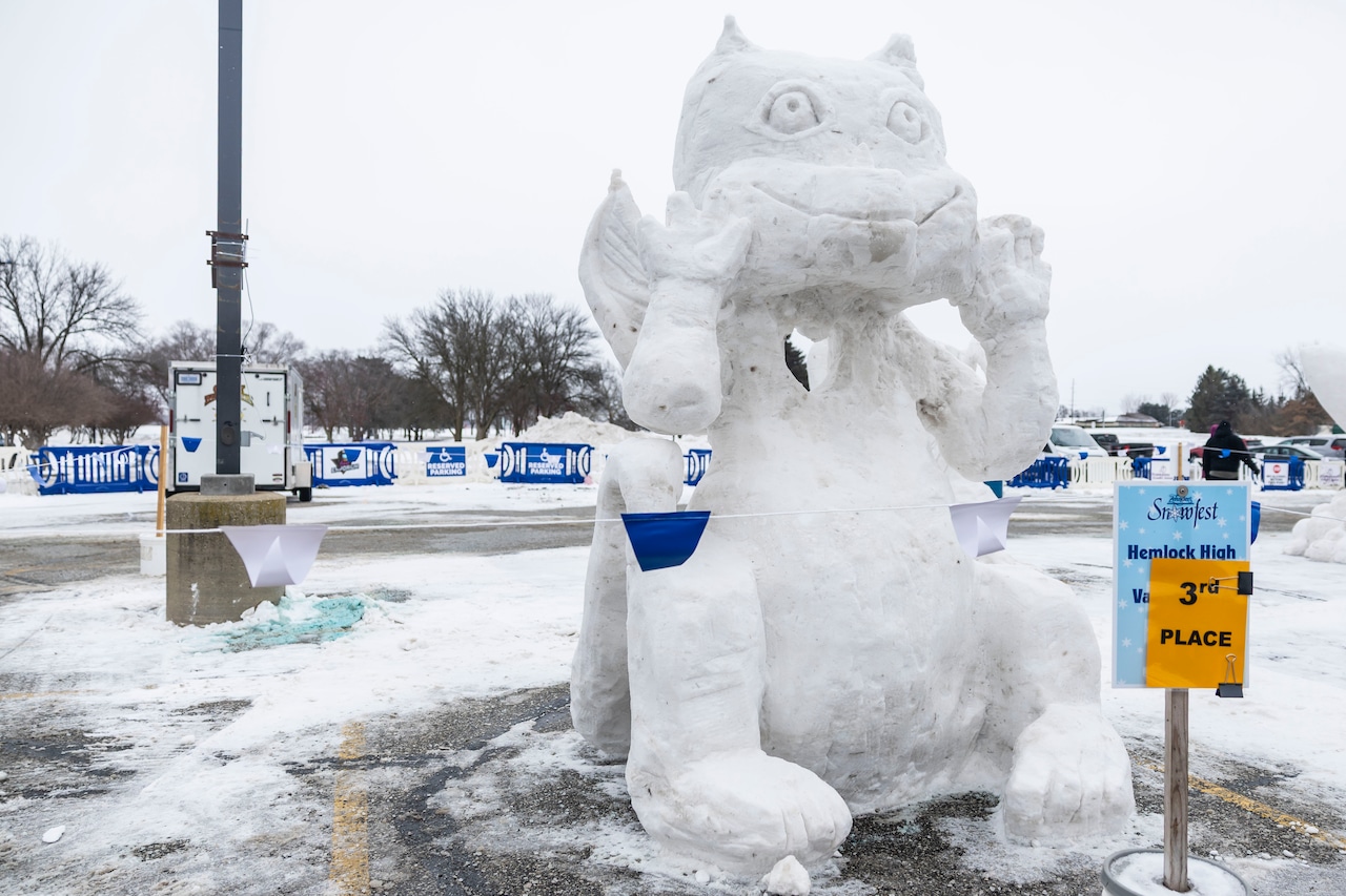 Final snow sculptures are on display at Zehnder's Snowfest 2026