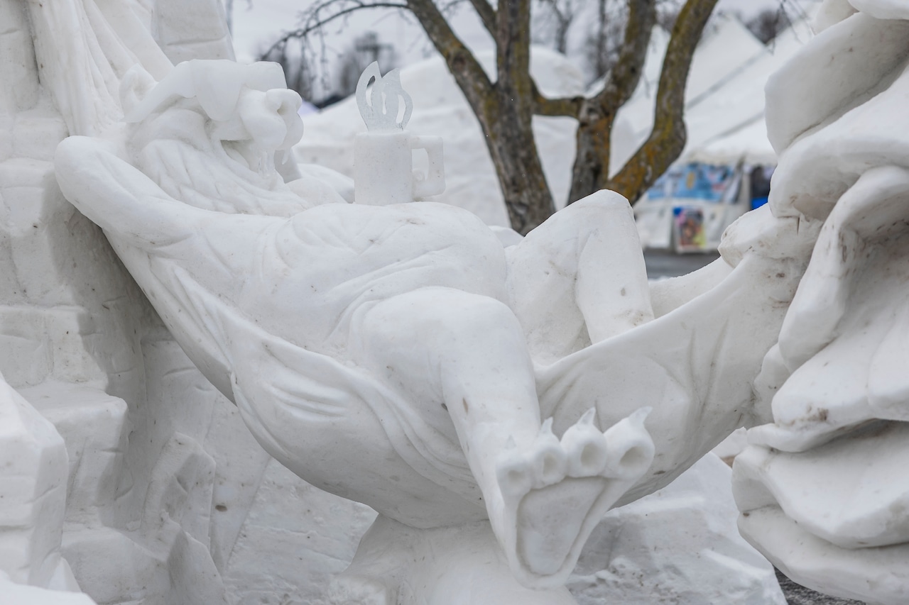 Final snow sculptures are on display at Zehnder's Snowfest 2026
