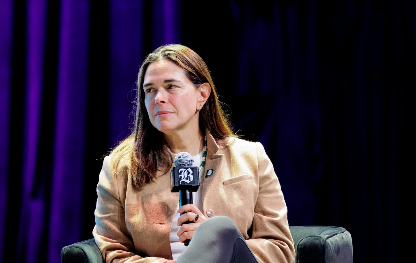 Sian Beilock, president of Dartmouth College, spoke during a panel at the Globe Summit in Boston in November.
