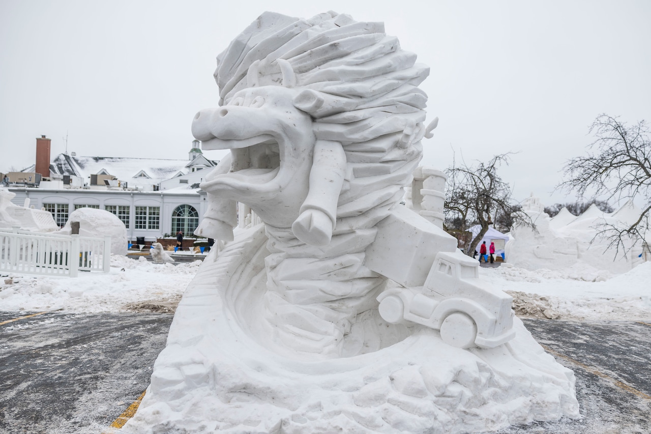Final snow sculptures are on display at Zehnder's Snowfest 2026