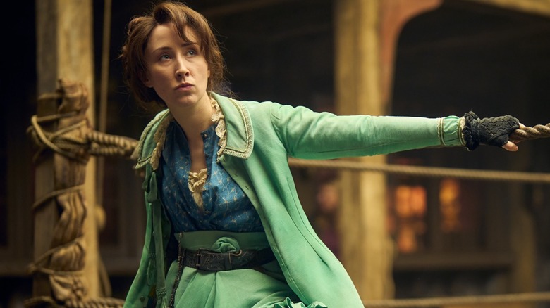 Mary Carr hanging off boxing ropes in A Thousand Blows