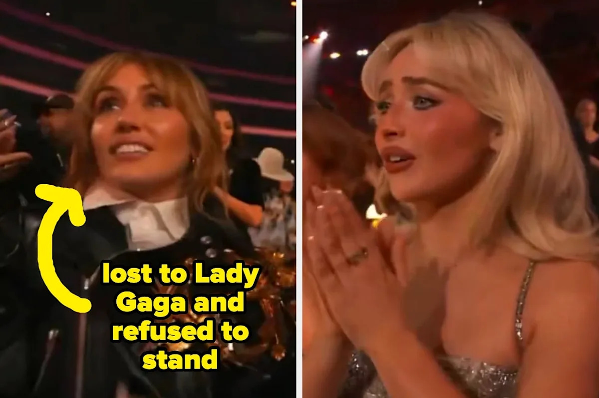 Miley Cyrus Refused To Stand For Lady Gaga's Grammy Win, And 22 Wild And Unhinged Celeb Reactions You Probably Missed