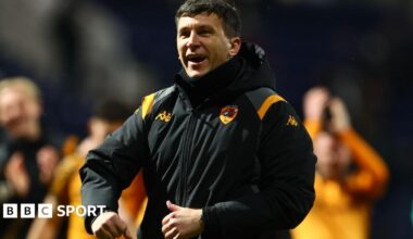 Sergej Jakirovic celebrates Hull City's win at Preston