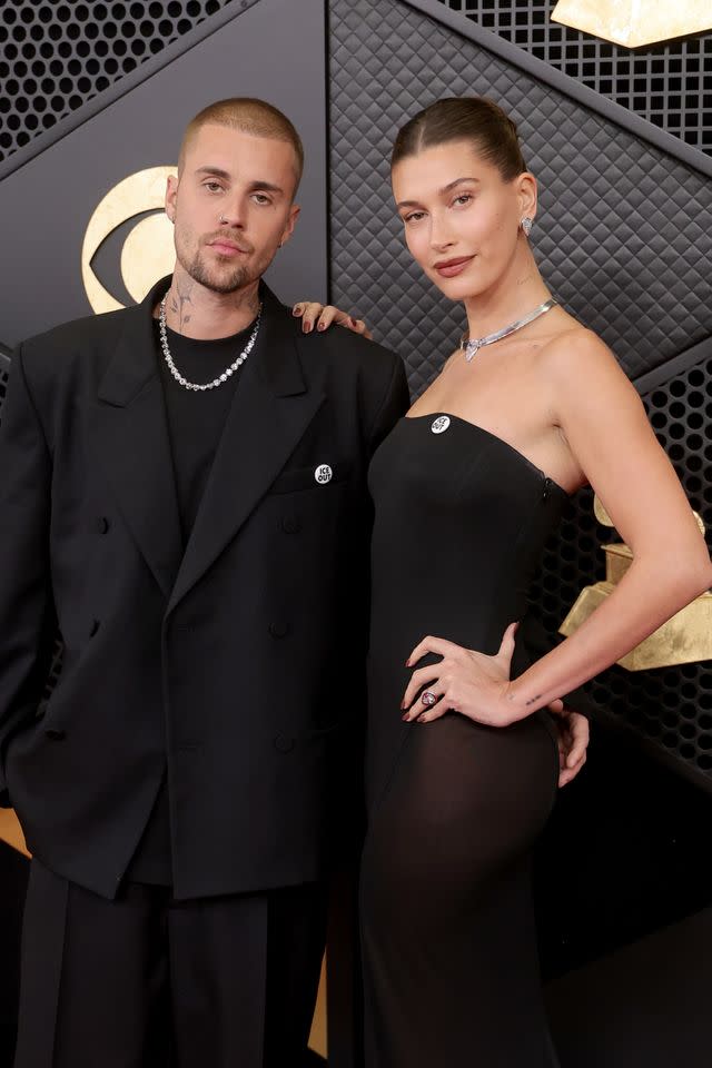 Justin and Hailey Bieber at the 2026 Grammys on February 1. Getty Images
