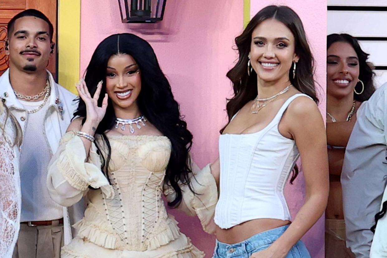 Cardi B and Jessica Alba at the Super Bowl LX halftime show at Levi's Stadium in Santa Clara, Calif., on Feb. 8, 2026 Kevin Mazur/Getty 