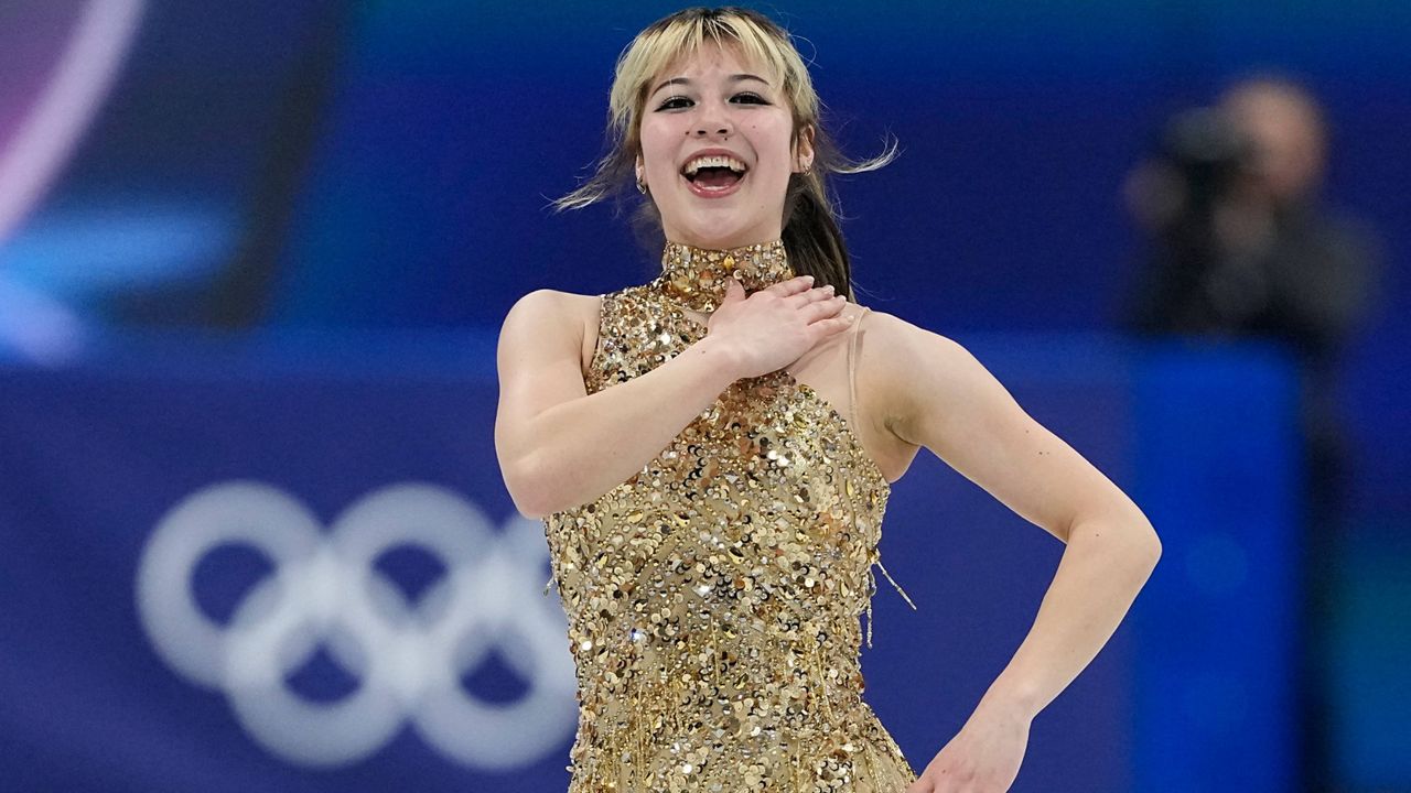 Alysa Liu of the United States competes during the women's figure skating free program at the 2026 Winter Olympics, in Milan, Italy, Thursday, Feb. 19, 2026. (AP Photo/Natacha Pisarenko)