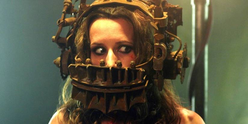 Amanda in the Reverse Bear Trap in Saw
