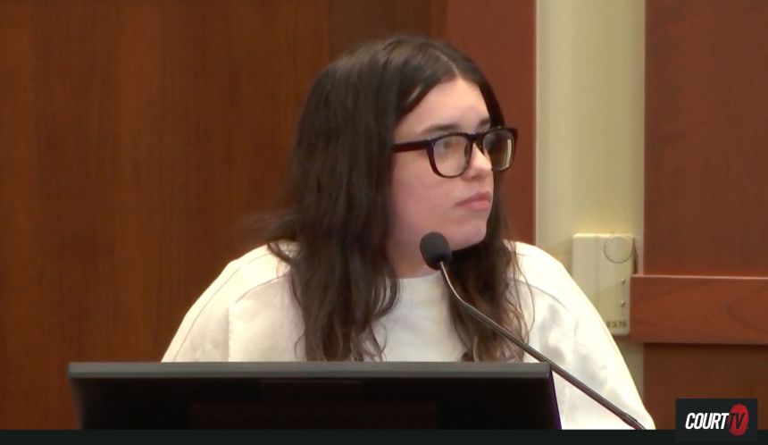 In this image taken from video, Juliana Peres Magalhães testifies during the trial of Brendan Banfield on January 13 in Fairfax, Virginia.