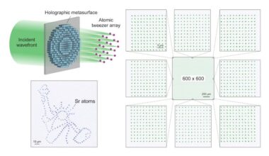 Metasurfaces create super-sized neutral atom arrays for quantum computing – Physics World