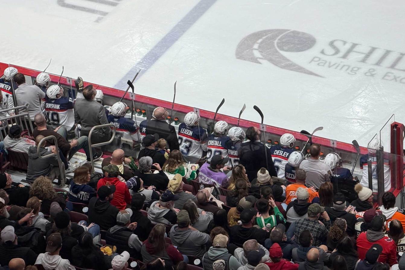Brooks Orpik on the Hershey Bears bench