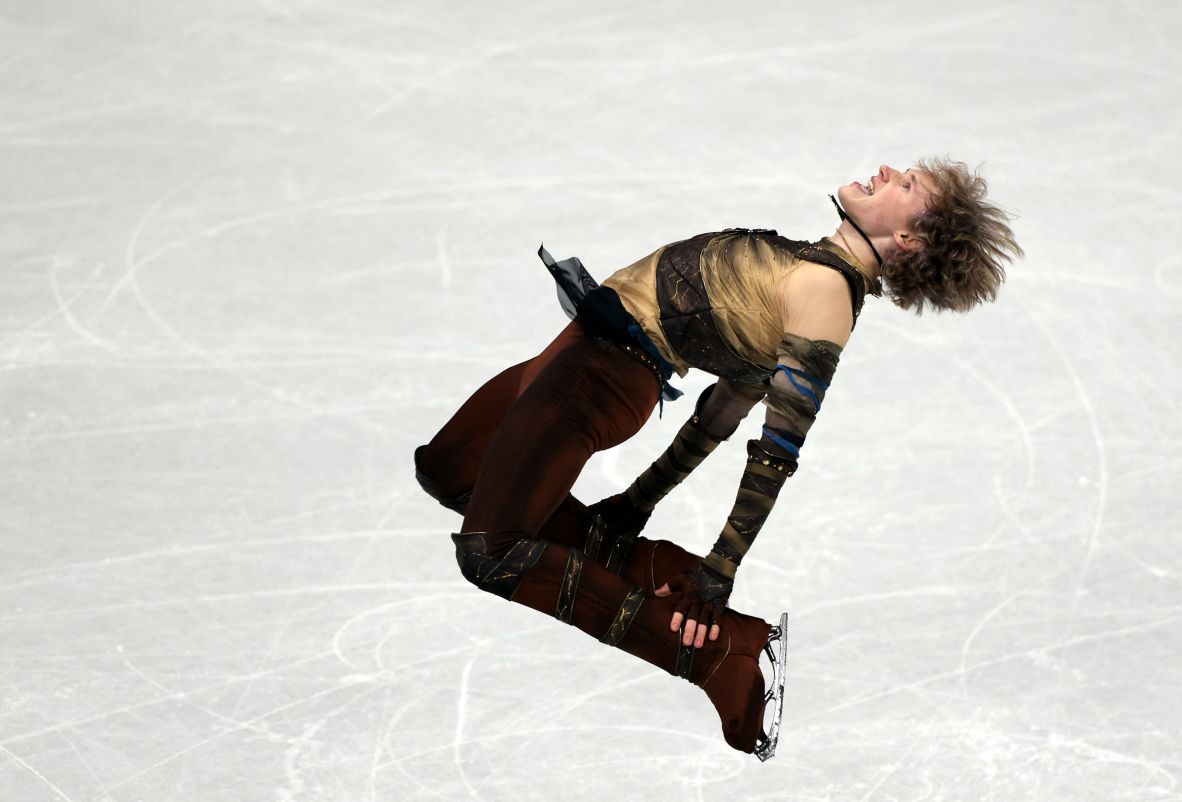 American figure skater Ilia Malinin performs his short program on February 10. He topped the leaderboard  with <a href=