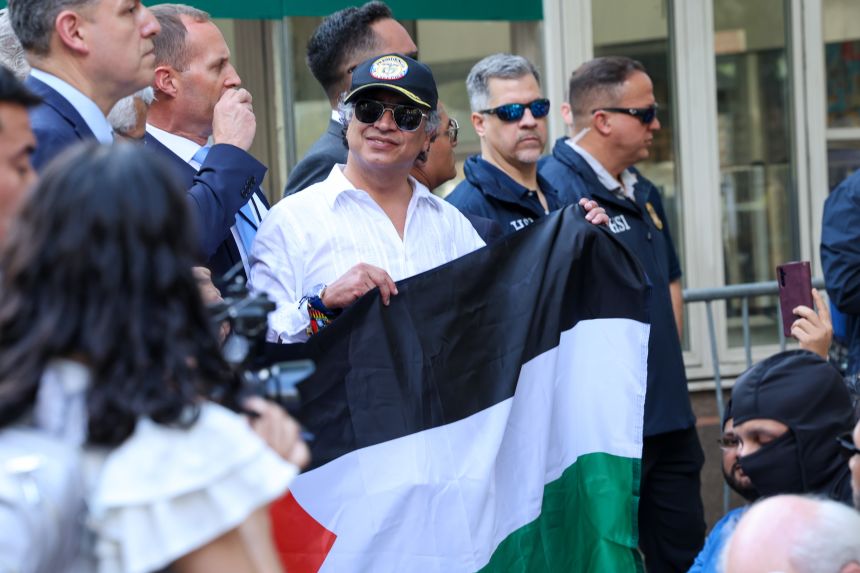 Colombian President Gustavo Petro has his US visa revoked by the United States after attending a protest outside of the United Nations urging American troops to disobey President Trump. New York, New York, on September 26, 2025.