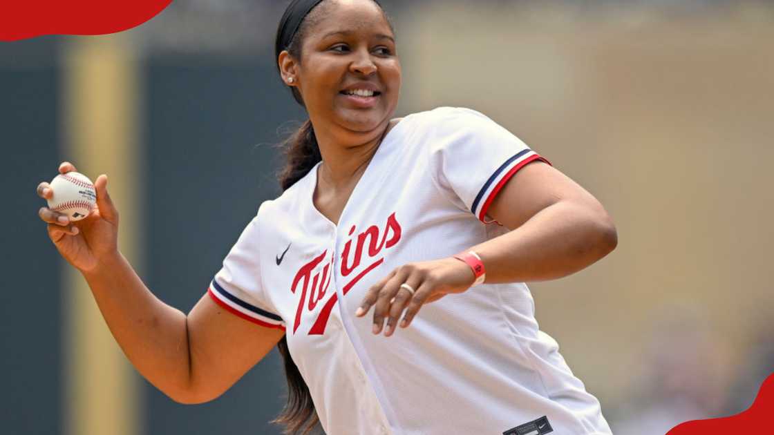 Maya Moore throws out the ceremonial first pitch