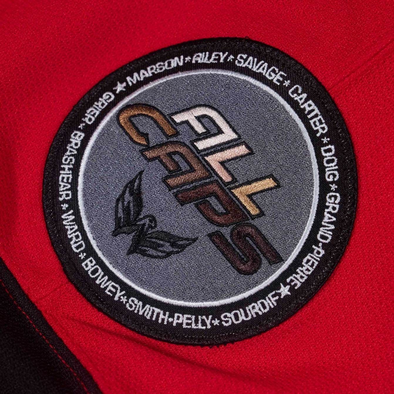 The left shoulder patch of the Washington Capitals Black History specialty jersey 