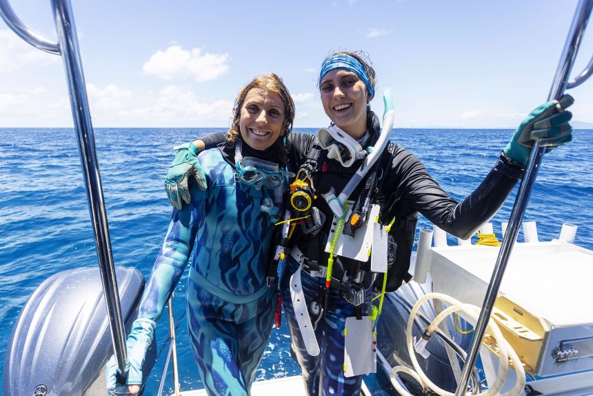 Jan Pope and her daughter Sophie Kalkowski-Pope found the massive coral late last year.