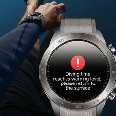 The smartwatch can also show certain warnings for divers, but it's questionable if users should rely on these