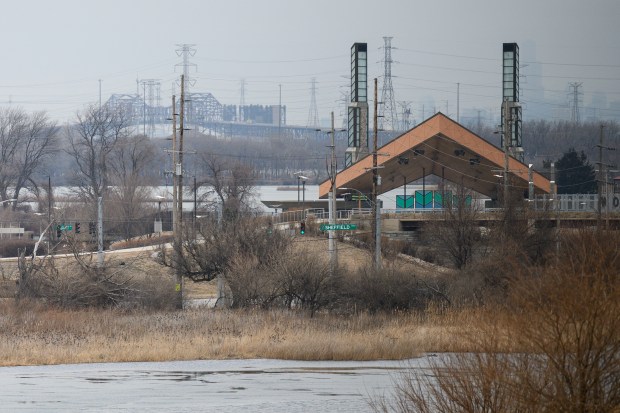 Wolf Lake Memorial Park, which is visible from Lost Marsh Golf Course, is preferred site for a proposed Chicago Bears stadium in Hammond, Indiana, on Thursday, Feb. 19, 2026. (Kyle Telechan/for the Post-Tribune)