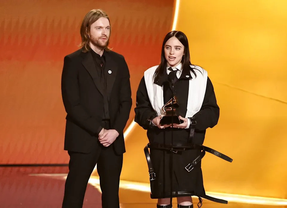 Eilish made the controversial anti-ICE comments beside her brother Finneas O’Connell at the Grammy Awards on Sunday. John Salangsang/Shutterstock