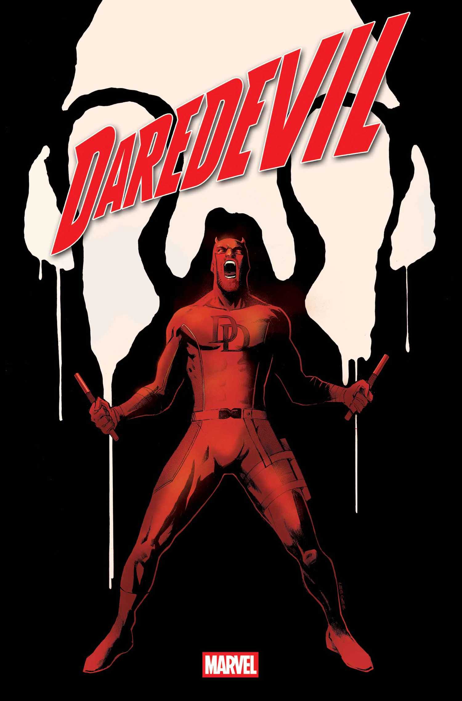 daredevil 2 cover showing the man without fear roaring with the logo of new villain omen behind him