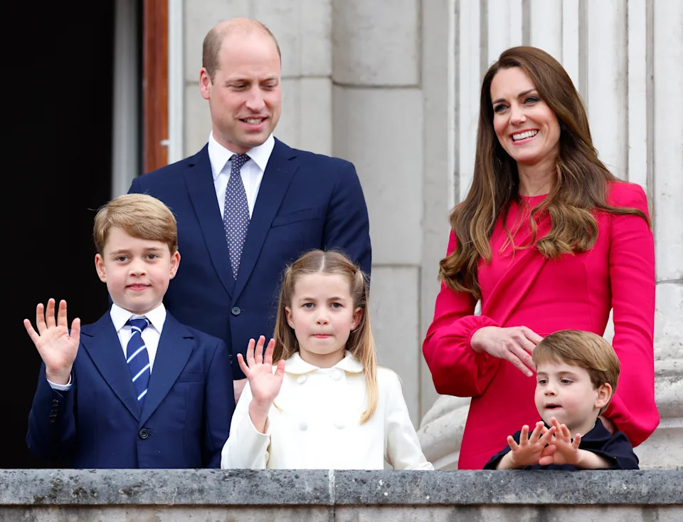 Prince William and Princess Kate on the balcony with Prince George, Princess Charlotte and Prince Louis