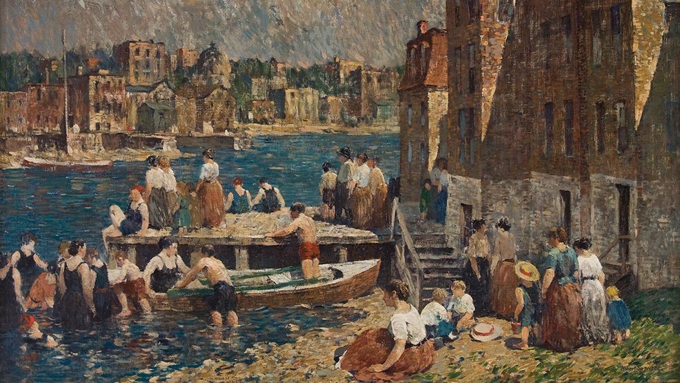 {p}Robert Spencer, Afternoon Bathers, circa 1920. (Credit: Bank of America Collection via Asheville Art Museum){/p}{p}{/p}