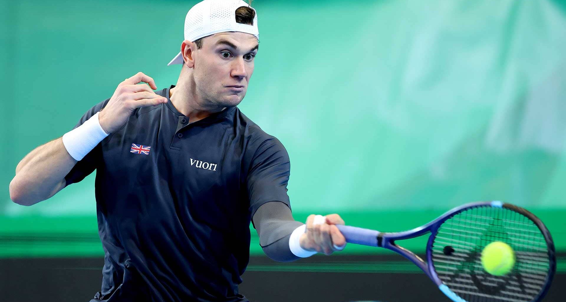 Jack Draper in action for Great Britain in Oslo.