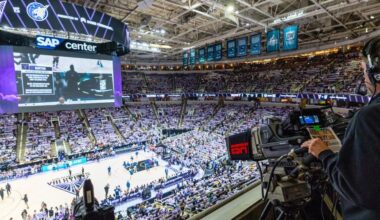 SAN JOSE, CA - SEPTEMBER 17: ESPN camera captures pregame activities before game two of the first round of the WNBA Playoffs between the Minnesota Lynx and the Golden State Valkyries on September 17, 2025 at SAP Center at San Jose in San Jose, CA. (Photo by Matthew Huang/Icon Sportswire)