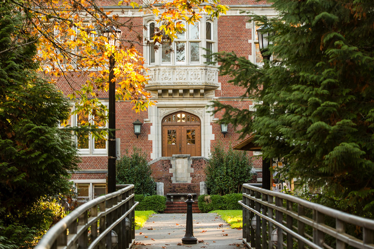 Eliot Hall as seen from the Blue Bridge.