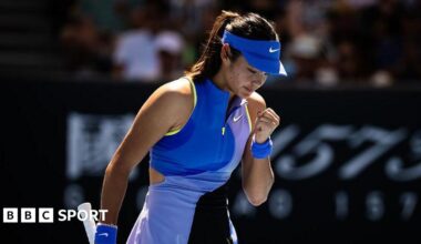 Emma Raducanu playing tennis during the Australian Open at Melbourne Park on January 21, 2026.