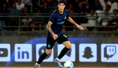 BARI, ITALY - AUGUST 16: Alessandro Bastoni of Inter during Pre-Season Friendly match between FC Internazionale and Olympiacos FC at Stadio San Nicola on August 16, 2025 in Bari, Italy. (Photo by Maurizio Lagana/Getty Images)