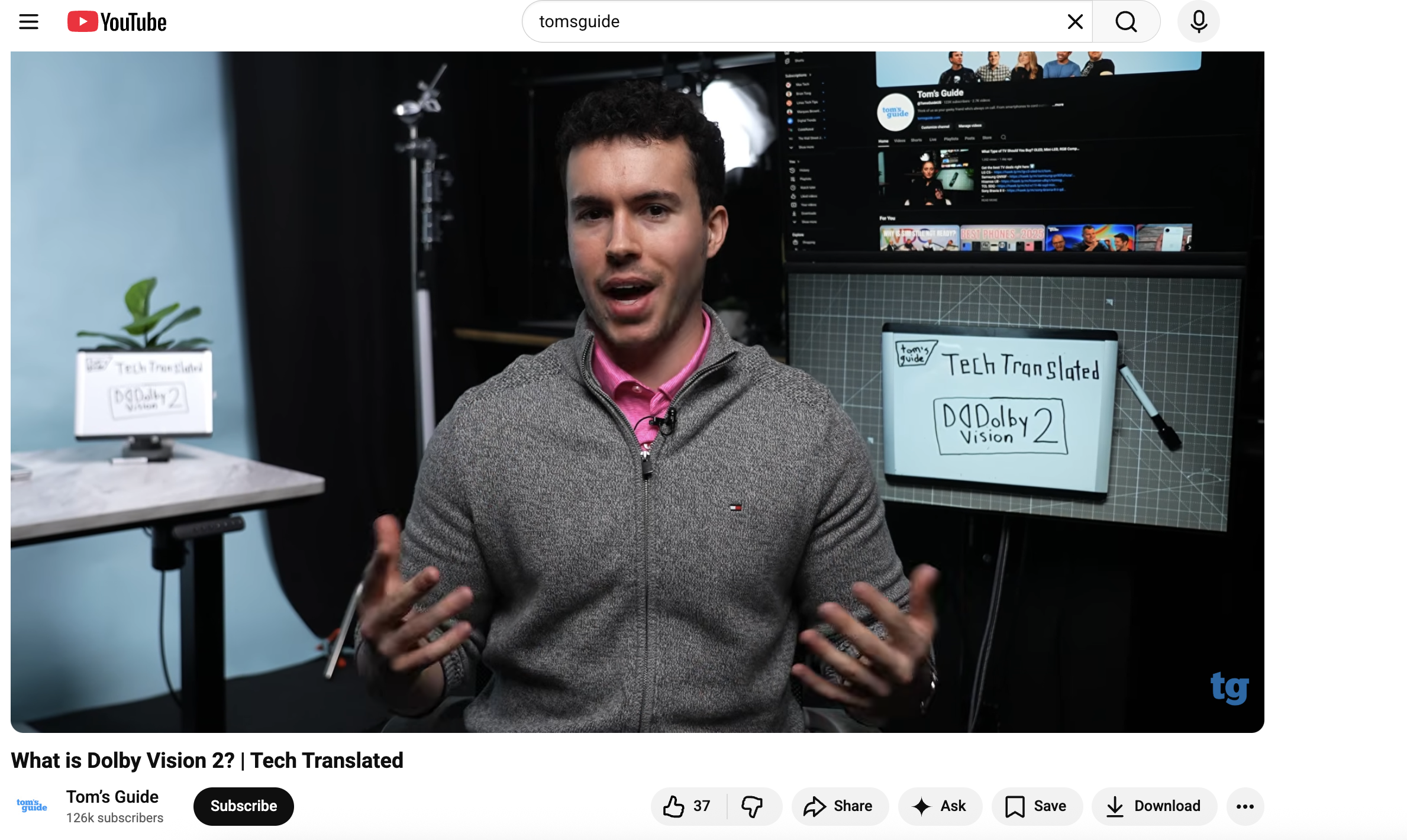 Screenshot of a Tom's Guide video playing on YouTube