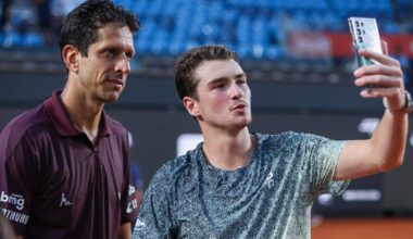 Marcelo Melo and Joao Fonseca at the ATP 500 event in Rio de Janeiro on Wednesday.