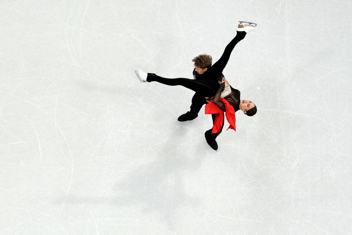 American figure skaters Madison Chock and Evan Bates compete in ice dancing on February 11. The pair <a href=