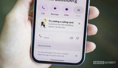 Calling Card prompt in the Google Contacts app.
