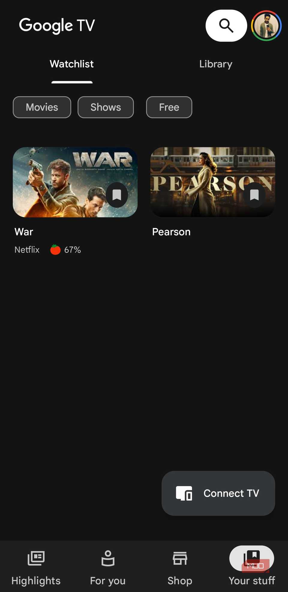 Google TV app on phone