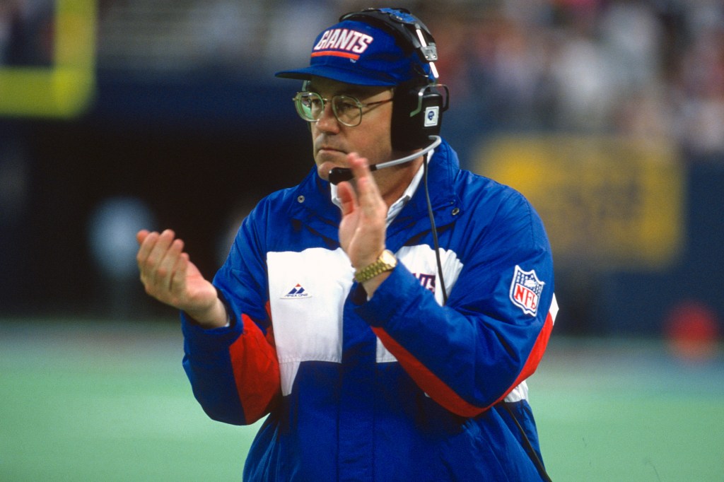 Ray Handley is pictured during a game as the Giants' head coach.