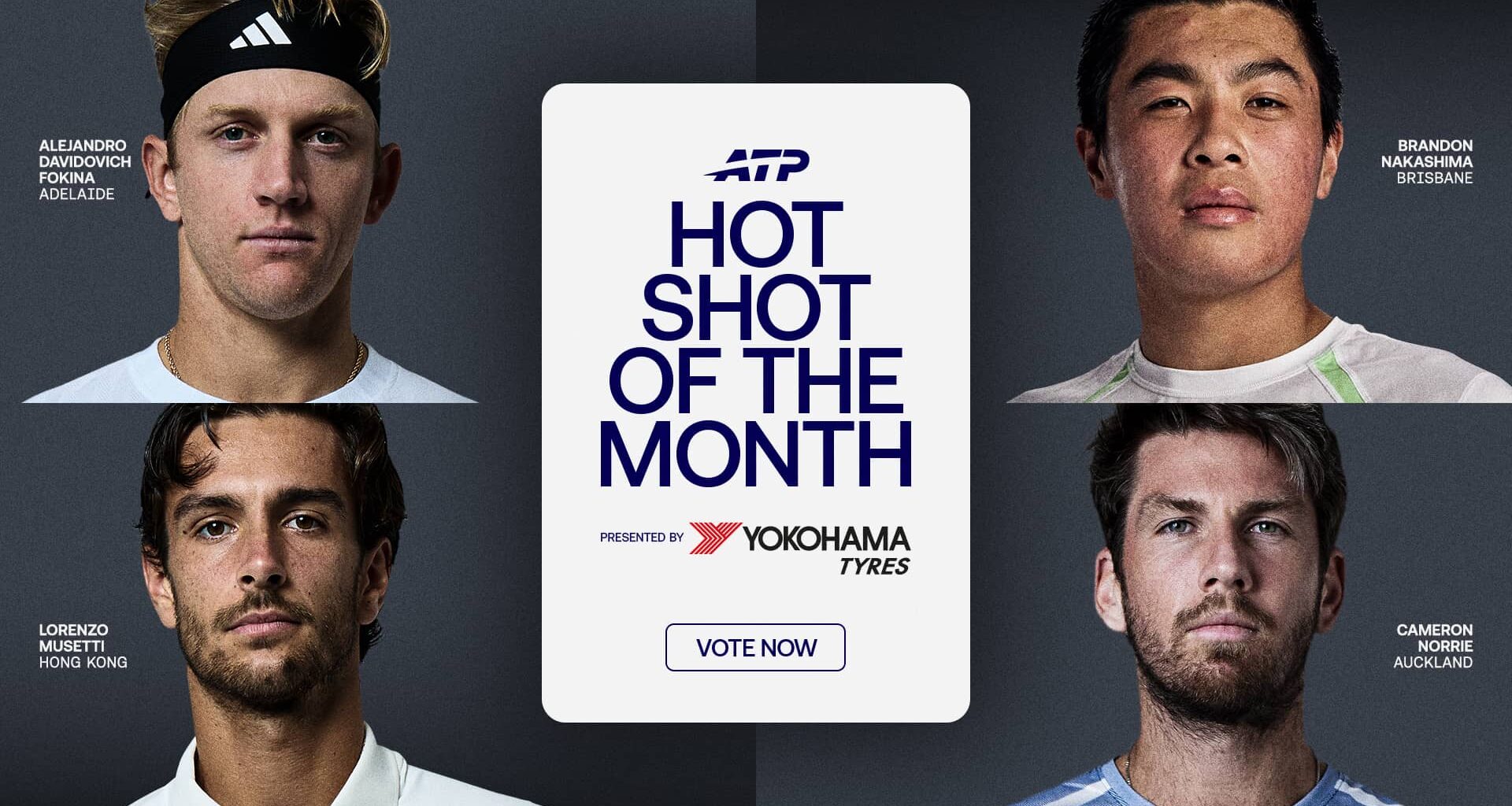 Lorenzo Musetti, Alejandro Davidovich Fokina, Brandon Nakashima & Cameron Norrie feature in January's Hot Shot of the Month.