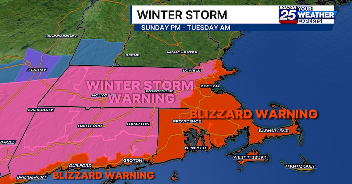 Blizzard, winter storm warnings issued in Massachusetts ahead of nor’easter – Boston 25 News