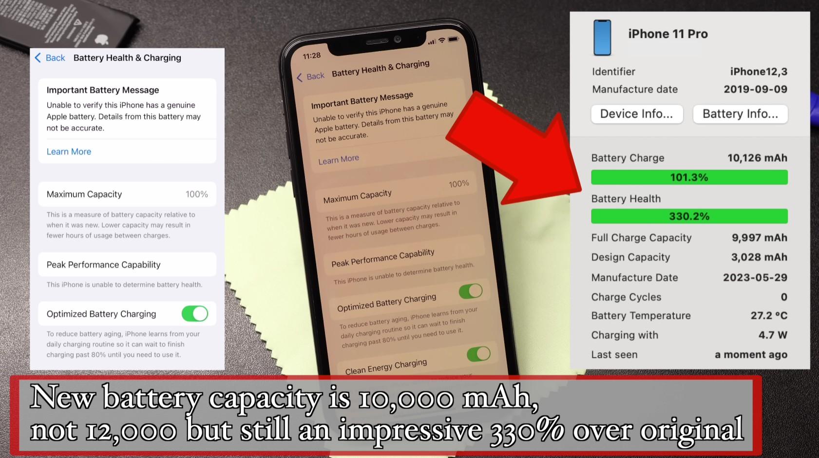 iPhone 11 Pro 12,000mAh battery replacement