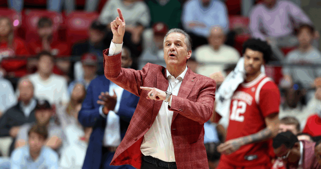 Arkansas head basketball coach John Calipari instructs against Alabama